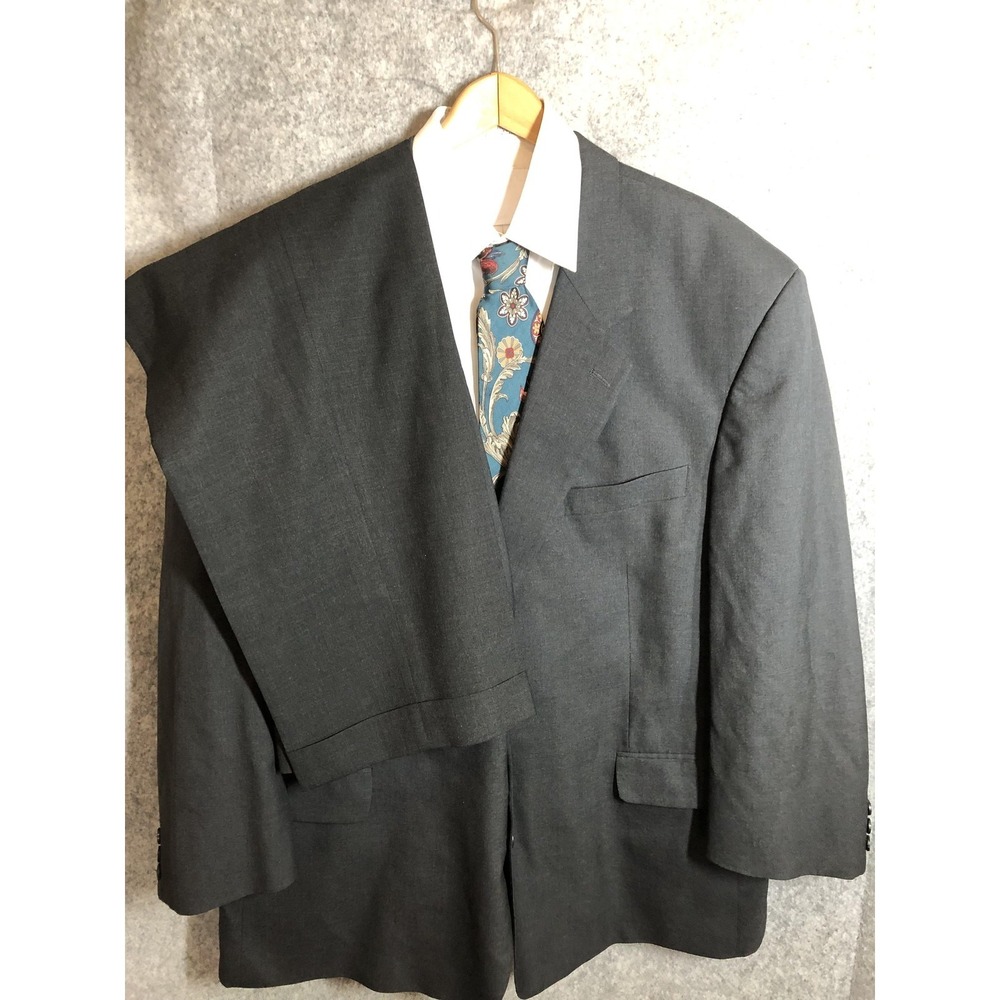 Jack Victor Suit Mens 52R Gray 2 Piece Rochester Big & Tall Classic Fit
